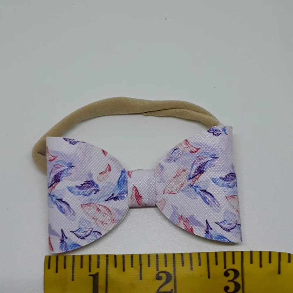 feather print bow headband